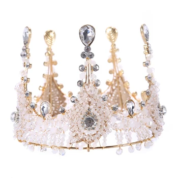 20 În Stil De Epocă De Aur Nunta De Păr Bijuterii Pentru Femei Perla De Cristal Tiara Coroana De Printesa Regina Par Mireasa Bijuterii Concurs De Bal