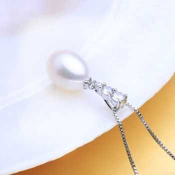 FENASY Naturale Pearl Colier Pentru Femei Bijuterii Perla Personalizate Pandantiv Cubic Zirconia Argintiu Cravată Colier en-Gros