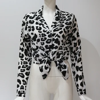 Leopard de Imprimare Bluza de Toamna Topuri pentru Femei Maneca Lunga Animal Print Camasa Office-Eleganta Doamnelor Tunica Bluze Vintage Plus Dimensiune