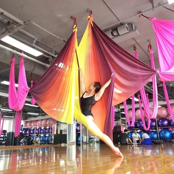 Înainte Fitness 7M mult Ombre Aerial Yoga Hamac Tesatura Gradient de Culori Silky Nylon Stretch Scăzut Pentru Aerial Yoga