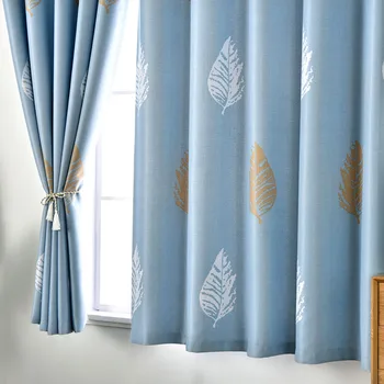 Desene animate Frunze Imprimate Scurt, Fereastră Perdele Pentru camera de zi Dormitor Nordic Moderne Opace Gri Albastru Draperii pentru Bucatarie PC031H