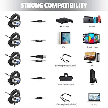 ONIKUMA K5 PS4 Gaming Headset casque PC cu Fir Căști Stereo Căști cu Microfon pentru Noul Xbox One/Laptop Tableta Gamer