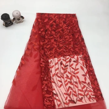 Madison Africane Roșu Tesatura Dantelă franțuzească Tesatura Cu Paiete Țesături Pentru Rochii Tul Brodat Dantela Tesaturi 5yard/Set