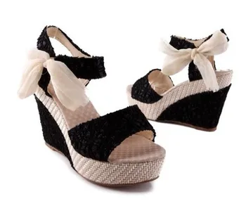 Femei de moda Sandale de Vară Pene Femei Sandale Platforma Dantelă Curea Arc Flip Flops, sandale cu toc pentru Femei pantofi pentru Femeie