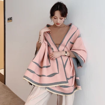 Esarfa pentru femei de iarnă versiunea coreeană sălbatice față-verso carouri cu dublă utilizare șal de toamnă și de iarnă elevii gros lung șal cald шарф