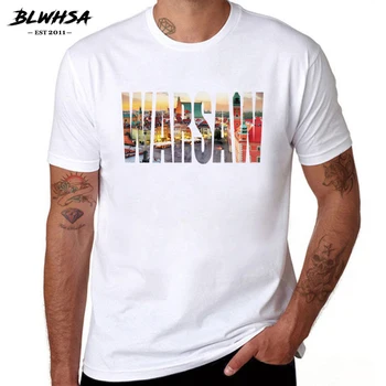 BLWHSA Orașului Varșovia de Imprimare tricou Barbati Moda cu Maneci Scurte din Bumbac Funny T-shirt Polonia Orașului Varșovia Barbati Topuri Tricouri