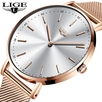 LIGE Femei Ceasuri de Top de Brand de Lux Doamnelor Plasă de Centura Subtire Ceas din Oțel Inoxidabil rezistent la apă Ceas Cuarț Ceas Reloj Mujer