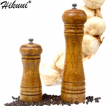 HIKUUI Clasic din Lemn de Stejar Piper Condiment Mill Rasnita Set Portabil Condimente Mills Polizor de Măcinare din Ceramică de Bază GRĂTAR Setul de Unelte