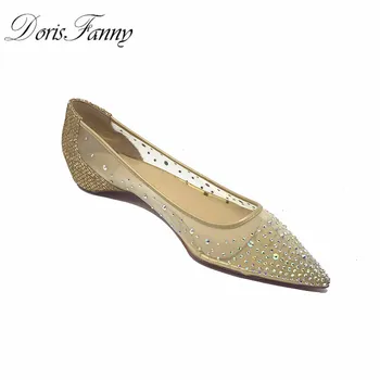DorisFanny Bling Cristale femei pantofi plat din Piele Interior doamnelor pantofi casual Femei Petrecerea de Nunta Pantofi