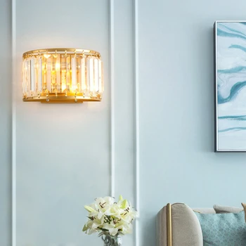 Post-moderne de Cristal lampă de perete Nordic Creative Dormitor Lămpi de Noptieră Sticlă Simplă, Living, Scară Interioară Led lumina de Perete lux