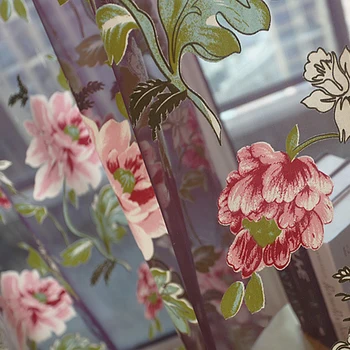 Elegant Florale Tul Voile Pur Cortinei de Panou de Perete, Ușă, Fereastră Decor Acasă Draperii Valance 1m x 2m