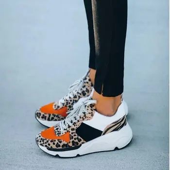 Femeile Confortabil Pantofi de sex Feminin, mesh Sneaker respirabil Femeie Dantelă-Up Casual Femei Eopard Vulcanizat Pantofi Doamnelor Plus Dimensiune 43