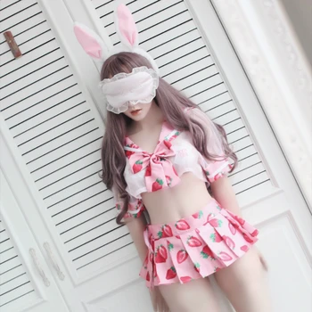 Anime Drăguț Marinar Rochie Lolita Capsuni Imprimate Cosplay Costum Fată Școală Uniformă Sexy Kawaii Set De Lenjerie Exotice Îmbrăcăminte