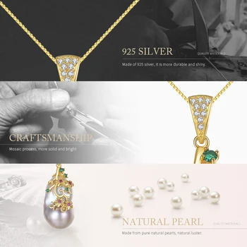 DOTEFFIL Real Argint 925 Colier de Perle Naturale de apă Dulce Pearl Baroc în Formă de Pendant Colier Perle Bijuterii Femei din Partid Cadou