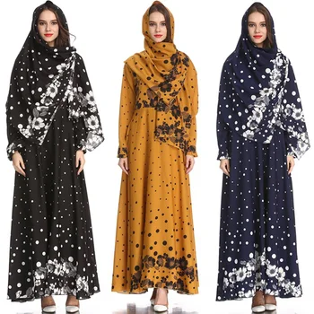 Nobil Echipa 2020 Nou Rochie Musulman pentru Womne Hijab Abayas Imprimare Dubai Maneca Lunga Petrecere Malaezia Haine Islamice Caftan Turcia
