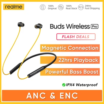 Realme Muguri Wireless Pro ANC ANC Anulare Activă a Zgomotului Galben Sport Cască 22hrs Redare Bluetooth 5.0 Cască AAC, SBC