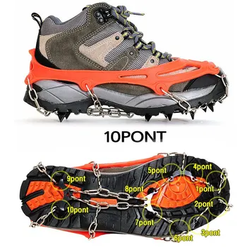 1 pereche de 10-dinte în aer liber, alpinism, alpinism pe gheață crampoane gheata si zapada din oțel inoxidabil non-alunecare de pantof acoperă Silicon