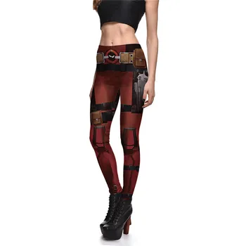 Femei de Moda de Fintess Legging Vin roșu Digital Print leggings Femei Super-EROU Deadpool Leggins Imprimate jambiere