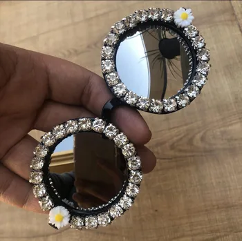 2019 M16 Superba ochelari de Soare pentru Femei Cristal de Diamant Manual Rotund Ochelari de UV400 Oglindă Lentile de Design de Flori de Vară, Ochelari de Soare