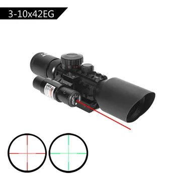 Vânătoare de vedere 3-10x42EG Tactice Optica Reflex Vedere Riflescope Picatinny Weaver Verde Red Dot Muntele Cu Laser Pușcă Uite