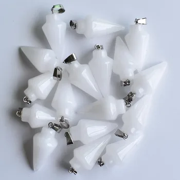 Moda fierbinte de vânzare Naturale marmură Albă pendul Con circular farmece Pandantive pentru a face bijuterii 10buc/lot en-gros gratuit