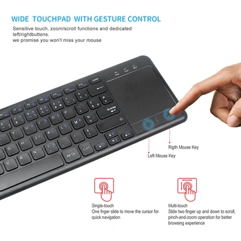 SeenDa 2.4 G Wireless Tastatura Touchpad Numărul USB Tastatura Numerică pentru Android Comprimat pentru Windows Desktop, Laptop, PC, limba engleză/franceză