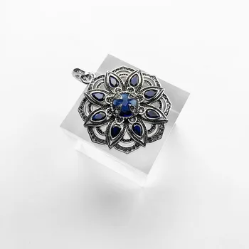 Pandantiv Albastru Floare De Lotus Argint 925 Cubic Pentru Femei Bohemia Cadou Europa Moda Bijuterii Se Potrivesc Pandantiv Colier