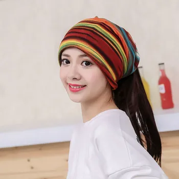 Moda Primavara Femei Pălărie Turban Toamna Iarna Cald Frizură Capace Colorate cu Dungi Eșarfă de protecție Solară Sport Căciuli Accesorii