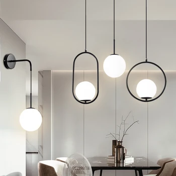 Nordic moderne pandantiv lumina living minimalist de mese, bar, bucatarie lampa de dormitor minge de sticlă pandantiv lampă mică lampă de perete
