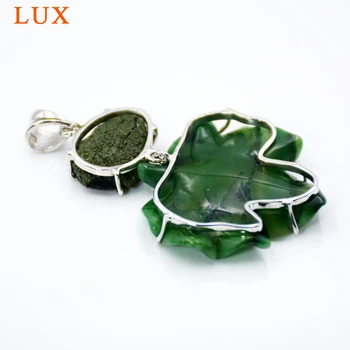 LUXjewelry Mână sculptate frunze pandantiv agate naturale druzy geode farmecele pentru colier face 925 sterling silver drusy bijuterii