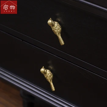 Cupru antic Bogat Pasăre Mâner Sertar Dulap Pantofi Cabinet Cabinet Ușă Alamă Mâner Mic, cu o Singură Gaură