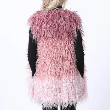 2019 Iarna Imitație de Blană de sex feminin mediu timp de blană de vulpe iarba vesta de blană haină de culoare blana coasere fata