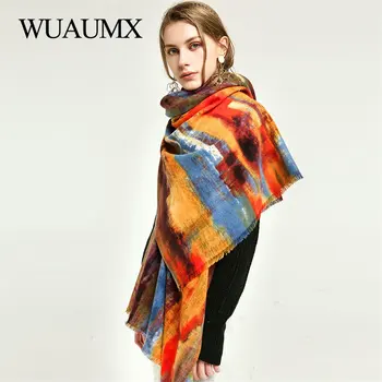 Wuaumx Western Stil Eșarfă Pentru Femei Model de Graffiti Femei Eșarfe Cașmir Împachetări Șaluri Toamna Iarna Cravată 180*90cm