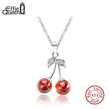 Effie Regina de Argint 925 Roșu Natural Stone Cherry Pandantiv Coliere pentru Femei Veritabile Bijuterii de Argint Colier Cadou KSN03