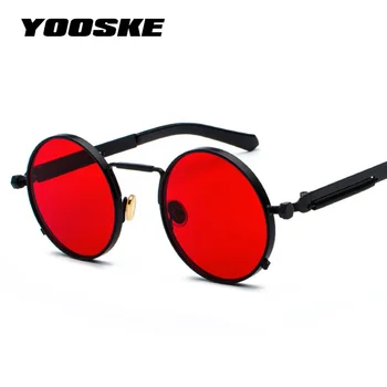 YOOSKE Retro Steampunk ochelari de Soare Barbati Rundă de Designer Metal Steam Punk Gotice ochelari de Soare Femei UV400 Scuturi de Epocă Ochelari