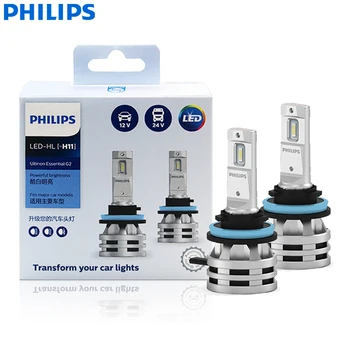 Philips LED H11 Ultinon Esențială a CONDUS Gen2 12V/24V 24W LED G2 6500K Moda Alb de Lumina Lampi Auto Camion Becuri 11362UE2X2, 2 buc