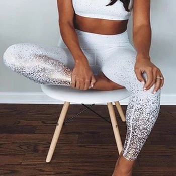 Noua Moda 2019 Femei Jambiere Talie Mare Antrenament De Funcționare Întinde Sclipici Pantaloni De Yoga De Fitness Push-Up Sportswears