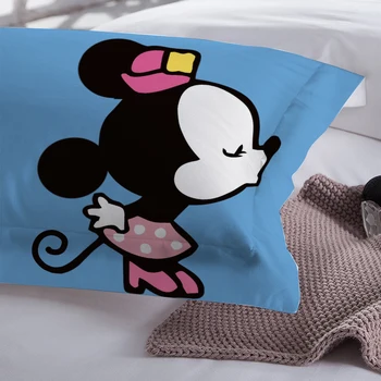 Disney set de Pat alb Mickey Minnie Mouse Sărut Carpetă Acopere fețe de Pernă Twin Plin Regina King Size copii set de pat Textile de casa