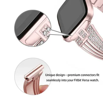 Ușor Să Se Adapteze Cristal Metal Ceas Trupa Încheietura Curea Pentru Fitbit-Versa Lite Eliberare Rapidă Suport SmartWatch Accesorii