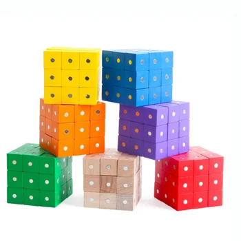 10buc Magnet Cub Puzzle din Lemn Copii Jucării DIY Magnetice Construirea Modelului Pentru Copii Matematica de Învățământ Cadou