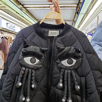 Jacheta de iarna de Moda pentru Femei cu maneci Lungi Ciucure Parka Cald Gros Palton Scurt din Bumbac Strat de sex Feminin Liber de Îmbrăcăminte Haine de Iarnă