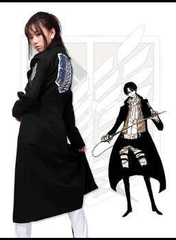 Hot Nou Shingeki nu Kyojin Levi Rivaille Jacheta Pelerina Adult cosplay costum Atac pe Titan Șal Negru Curea Costum de pantaloni Scurți din Piele