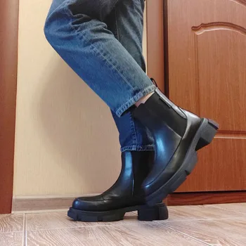 RIZABINA Uri Reale pentru Femei din Piele Glezna Cizme Platforma de Moda Blană Cald cu Toc de Iarnă Pantofi pentru Femeie Încălțăminte de Mărime 35-42