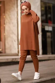 Femei 2 buc Musulman Seturi de Moda Toamna Iarna Hijab Rochie de Abaya Dubai Ansamblu Femme Musulmane мусульманская одежда Caftan 2021
