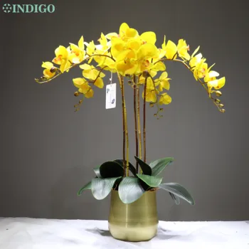 INDIGO Phalaenopsis Orhidee-un contact Real cu Flori Albe, Flori Artificiale Flori de Nunta Orhidee Florale Petrecere de Craciun Decor