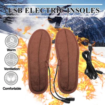 Unisex Bărbați Femei USB Electric de Încălzire Alimentat Branțuri Pentru Sporturi în aer liber Pantofi Cizme Blana de Pluș Moale Încălzit Tălpi de Picioare Calde