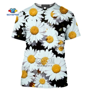 SONSPEE 2020 Daisy Bărbați T-shirt de Imprimare 3D Proaspete Flori Galbene de Vară Casual Harajuku tricou Femei Fitness Topuri Streetwear Tees