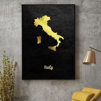 Aur Hartă Artă Italia Panza Pictura Arta De Imprimare Poster De Perete Imagine Minimalist Modern, Dormitor, Camera De Zi De Decorare