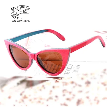 O ÎNGHIȚI de înaltă calitate moda Lady roz ochelari de soare Skateboard din Lemn lucrate Manual din Lemn Cadru ochelari de soare pentru femei polarizati UV400