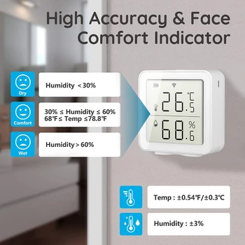 WiFi Temperatura Umiditate Detector de Acasă APP Control de la Distanță Telefonul fără Fir Calitatea Aerului Analizor Monitor Termometru Higrometru